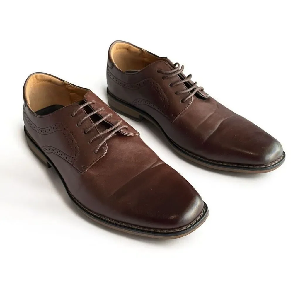 Perry Ellis Men's Brown Oxford Dress Shoes Size 11 Lace Up